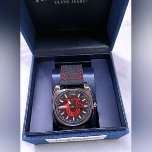 True Religion Black and Red Logo Watch